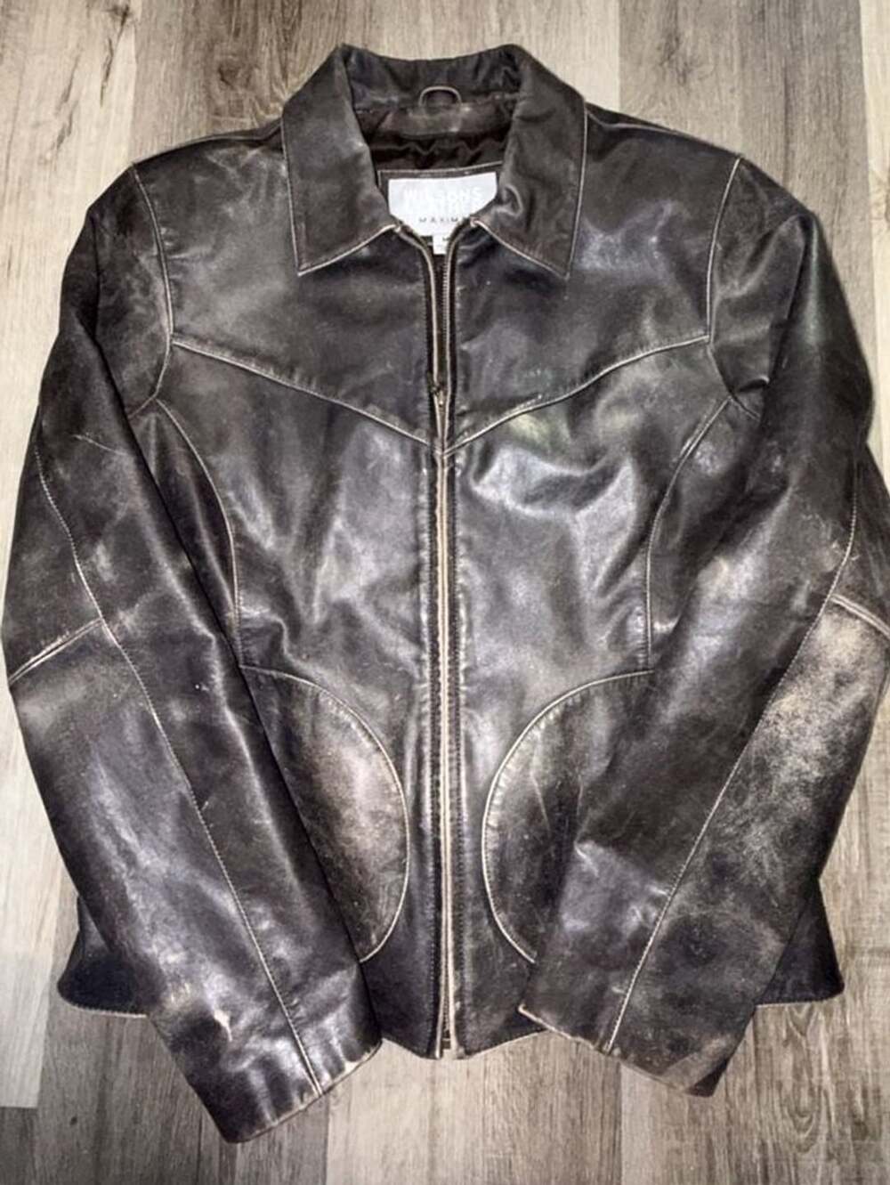 Wilsons Leather Maxima Jacket Size M Vintage Distressed Black
